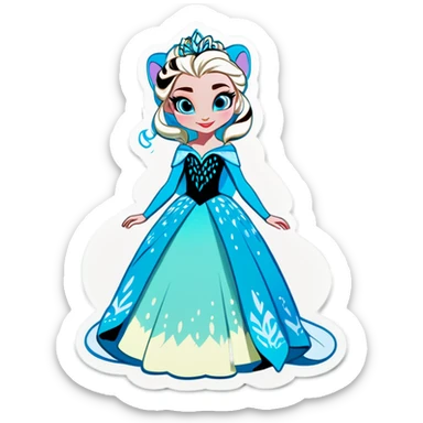 leopard wearing queen elsa dress sticker