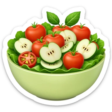 A bowl of salad emoji in the style of Apple emoji. sticker