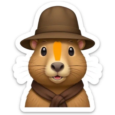 Capibara with a hat sticker
