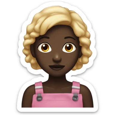 a really dark skinned girl who is stuffing her face with food sticker