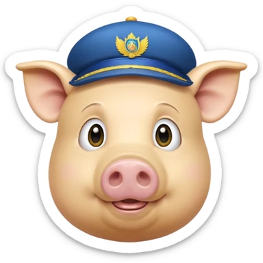 pig body with President Zelensky's face wearing a hat with yellow and blue colors sticker