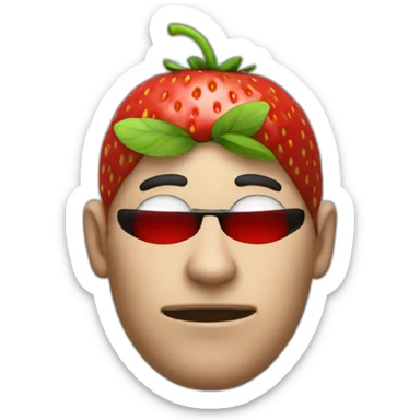 man with a strawberry head lookin like a robber sticker
