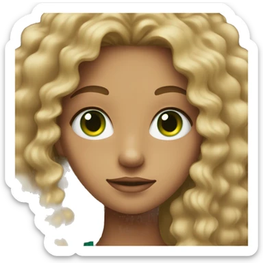 girl with dirty blonde long curly hair and green eyes sticker
