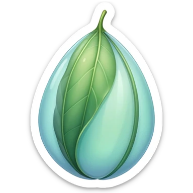 floating cocoon leaf, soft curves, subtle glow, green-blue hues, earth undertones sticker