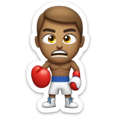 angry fighter with boxing gloves sticker
