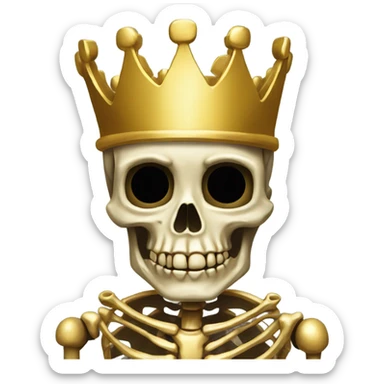Make a skeleton with a bob and make sure the skeleton has a gold crown and is wearing a golden dress sticker