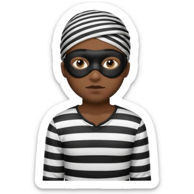 A theif robber emoji,Stripped shirt,eye mask, black head. sticker