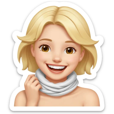 a girl with hand wrapped around neck laughing  sticker
