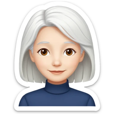 pure white hair, cute mature girl sticker