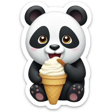 Panda eating ice cream sticker