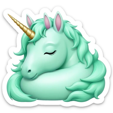 Mint green sleeping unicorn sticker