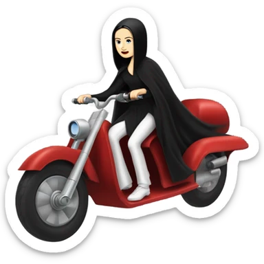 Jedi teen Morticia Addams flying a red Zephyr-J antigravity speeder bike  sticker