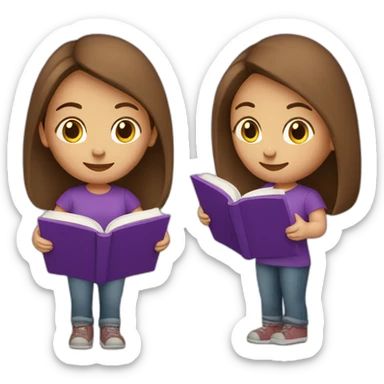brown-medium-hair-girl-wearing-purple-tshirt-reading-a-book sticker