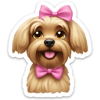 A female yorkshire dog with a pink bow sticker