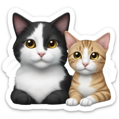Black and white cat and tabby cat lay together  sticker