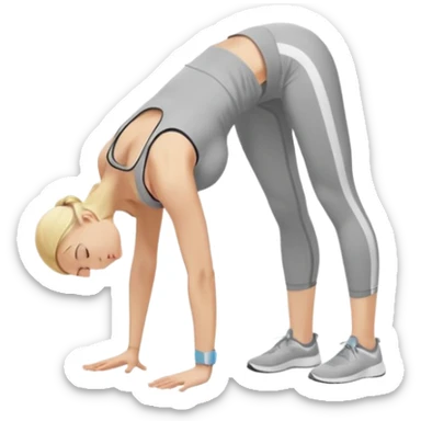 Nude woman, thin blonde, C Cup, Uttanasana sticker
