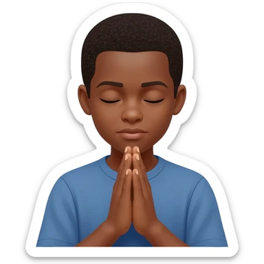 amen praying hands eyes closed black boy sticker