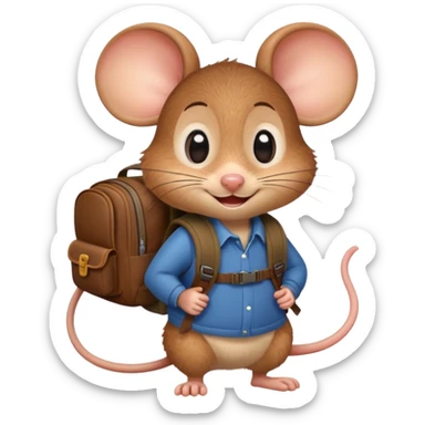 Mouse with a backpack pixar style sticker