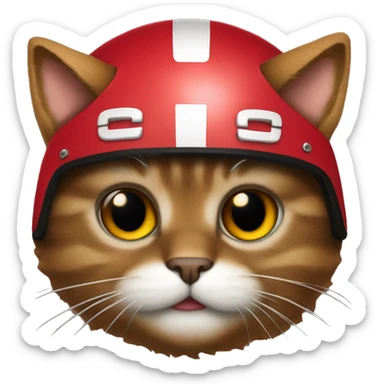 brown fluffy cat wearing a kansas city chiefs helmet sticker