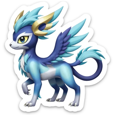 Shiny Sunny furry scaly painted Asian pastel-gradient Absol-Meloetta-Solgaleo-Luxray-Suicune-fusion sticker