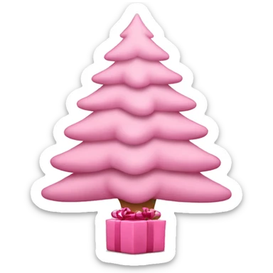 soft pink christmas tree with pink gift around it sticker