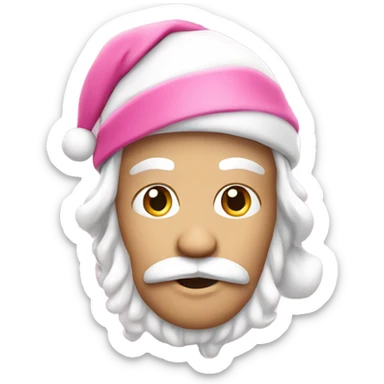 Pink Santa Claus head white  sticker