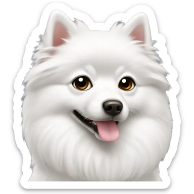 white japanise spitz with black eyes sticker