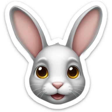 rabbit with gray nose and ears sticker