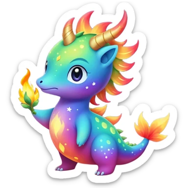 Elemental Bountiful Fruity Fruition Conceivable Forty Fiery Sparky Fierce Colorful Gradient Sparkly Nebular Starry Flaming Viney Rosey Rosy Vinal Dusky Aurorus-Amaura-Auroras-Pokémon-Fakémon-creature sticker