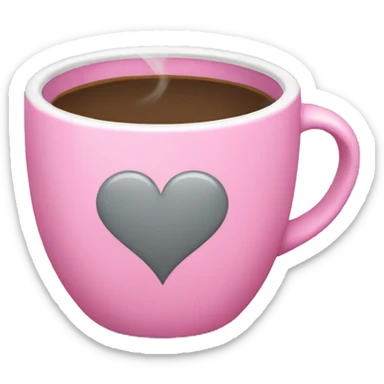 pink coffee cup with grey heart  sticker