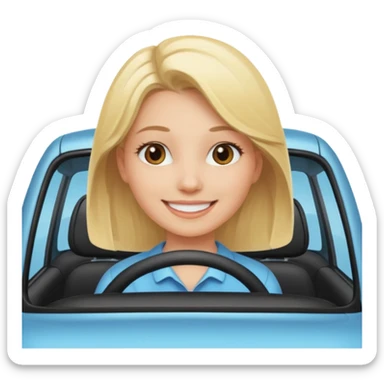 blonde girl smiling in car sticker