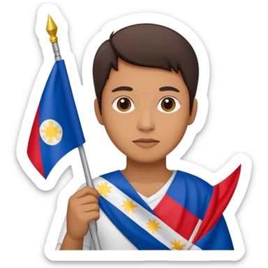 Holding a Philippine flag sticker