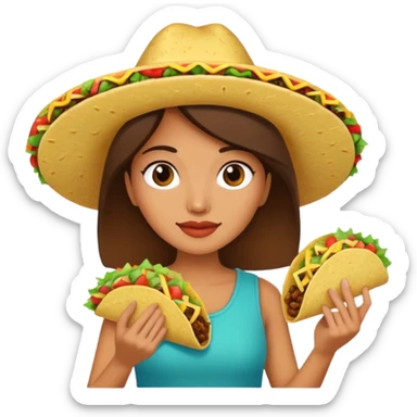 woman holding taco sticker