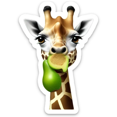 Giraffe eating an avocado  sticker