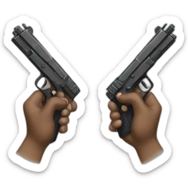Make guns with the fingers of both hands sticker
