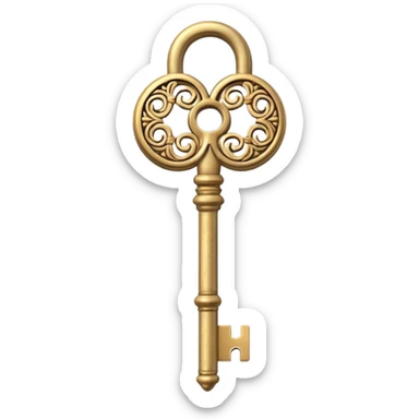gold antique key The lock beige  sticker
