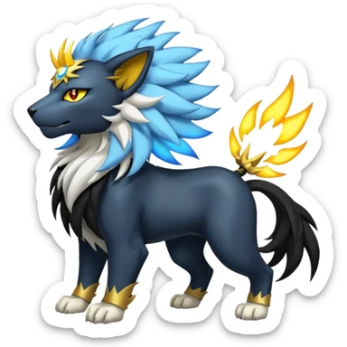 Pyroar-Solgaleo-Luxray-Fakémon-hybrid-creature (full body)  sticker