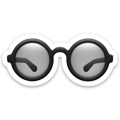small, circular black glasses, transparent back sticker