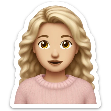 Pretty girl with hazel eyes, dark blonde hair and light pink wool jumper  sticker