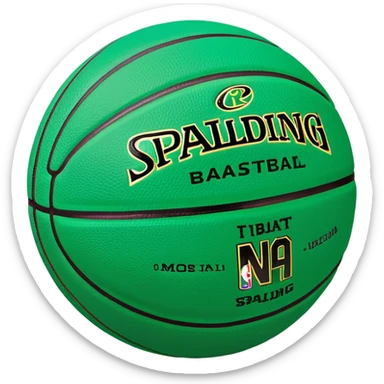 minimalist green Spalding basketball with simple NBA logo, few colorful accent lines, clean design sticker
