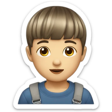 Little boy with bowl cut ￼ sticker