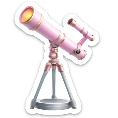 Pastel Pink Telescope "A pastel pink telescope with glowing lenses, shimmering accents, and a magical stardust effect surrounding its viewfinder." sticker