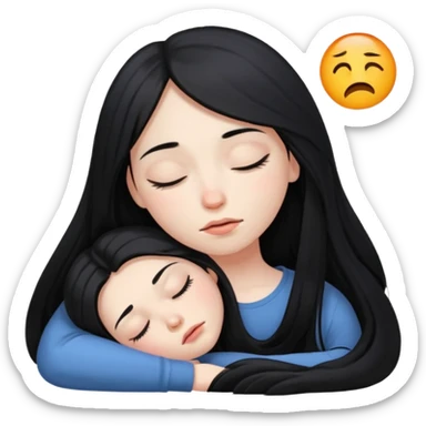 Girl long black hair, pale skin, sleepy  sticker