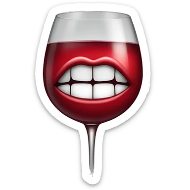 a glass of wine with a lipstick mark is red sticker