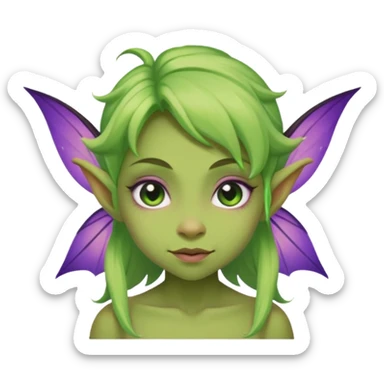 ugly purple green girl fairy goblin  sticker