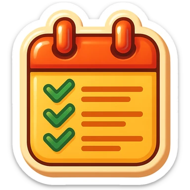 emoji style sticker of a calendar with tasks checked off sticker