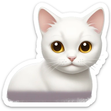 White cat with a bow sticker