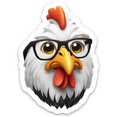 A rooster with Glasses and a beard sticker