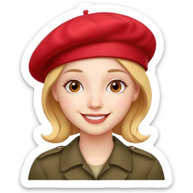 girl with a red beret, smiling sticker