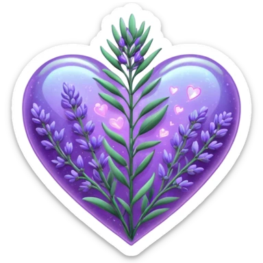 create a holographic lavender plant that wraps around a lavender colored heart sticker